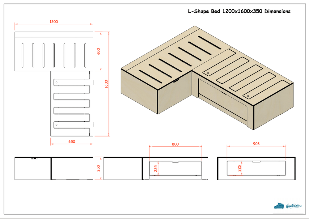 Low Height Plain Ply L Shaped Universal Bed